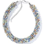 NWOT Zara Beaded Choker Silvertone 21” Long Multi