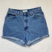 Vintage Jones Wear Sport Med Wash Cut Off Denim High Waisted Mom Shorts Size 12