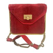 CHLOE’ red sally python flap chain bag purse