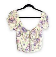 New Abound Floral peasant Crop Top L