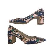 Zara Basic Tropical Animal Floral Pink Block Heel EU Size 36 (us size 6) NEW