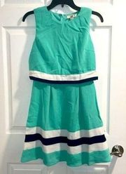 Ya Los Angeles Blue Color Block Cheer Style Sleeveless Fit and Flare Dress