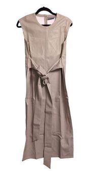 Modern Citizen Pilar Vegan Leather Tie-Front Dress Beige M New