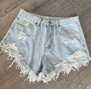 Light Wash High Waisted Jean Shorts