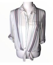 Pink Rose Vintage Front Tie Striped Button Front Shirt