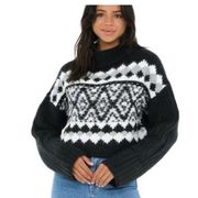 Free People Alpine Pullover Chunky Sweater Onyx