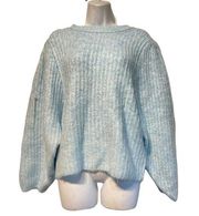 topshop blue balloon sleeve mock neck Pullover sweater Jumper Size 4 - 6