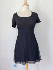 Vintage 90’s  Size 7 Black Sparkle Babydoll Dress