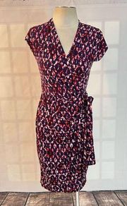 Maggy London cap sleeve slinky true wrap dress size 6