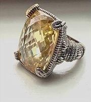 Judith Ripka Ring Diamond/18k/yellow topaz/silver