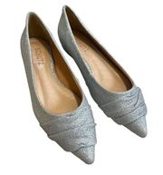 Schutz Flats Pointed Toe Sparkle Metallic Silver Shoes Size 5.5 New without Box