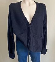 black relaxed fit cardigan with pockets classic comfy chic