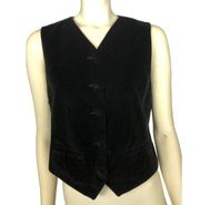 Liz Sport Black Velvet Vest fully lined and button closing back tie size 6