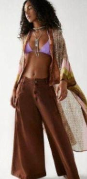 NWOT FREE PEOPLE Cairo Shimmer Kimono In Sand One Size