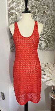 Coral Lace Bodycon Dress