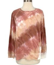 Abound Long Sleeve Crewneck Sweatshirt Tie Dye Peach Pink Beige Size Medium NWT