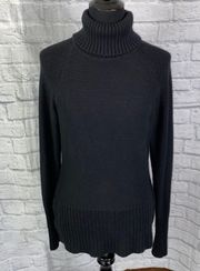 women L cotton blend pullover turtleneck Longsleeve black sweater