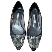 MANOLO BLAHNIK Sheer Lace Hangisi Flats