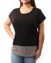 Black Short Sleeve Scoop Neck Top