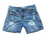 Oasis by Eunina Distressed Denim Jean Shorts Small