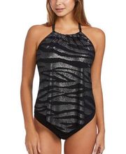 Miraclesuit Magicsuit Shine On Nicole Black Silver Tankini Top Size 8