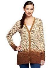 Isaac Mizrahi Live Leopard Dip-Dye Cardigan