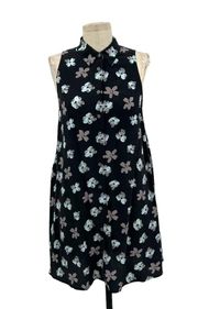 Equipment Mina Petunia Printed Dress Black Floral Silk Size XS