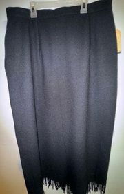 Vintage Woolrich Maxi Wool Skirt Size 18 Black Fringe ends with Pockets Lined