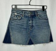 GRLFRND Eva Colorblock Mini Denim Skirt 26‎