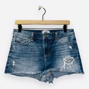 Paige Denim Medium Wash High Rise Distressed Daryn Cut Off Shorts size 28