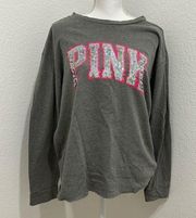 Victoria Secret Pink Bling Campus Crewneck sweater size large