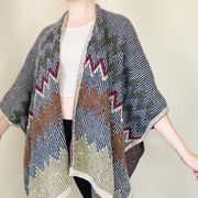 Lovemarks Chevron Open Boho Cardigan Multi Color Sweater