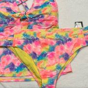 California Waves Tankini Bikini 2Pc Bathing Suit 22/24 Swim Padded Cup Wire Free