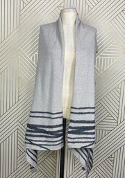 360Cashmere Drape Front Sweater Vest Cardigan Wrap in Gray Stripe Size US XS