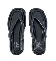 Size 7 Faux Leather Black Flip Flop Sandals