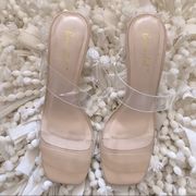 Clear Double Strap Slip On Glass Slipper Bonniebel Heels