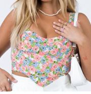 Princess Polly Faux Floral Cropped Corset Top