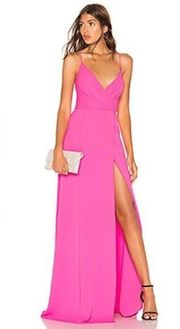 Jay Godfrey Turner Dress in Flamingo Hot Pink Gown Revolve 2 Bright Strappy Slit