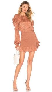 TULAROSA Edie Smocked Ruffle Dress in Copper