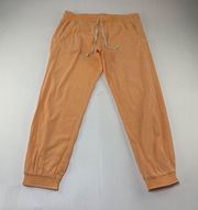 Rip Curl Orange Sorbet Crinkle Cotton Smocked Waist Pull On Jogger Lounge Pant