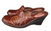 Clarks Artisan Collection 6M Brown Leather Slip On Wedge Heel Mules Shoes 72962