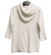 Charming Charlie Cowl Neck Women’s XS White Knit 3/4 Sleeve Sweater Overlap Back