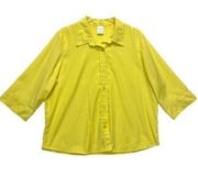 Blair Yellow Button Down Shirt Size XL  rayon bright summer top oversized