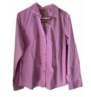 Women's Gold Label Investments Pink White Stripe Button Up Career Business Sz 18