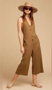 Knot Sisters Riley Jumpsuit in Olive Linen Blend S