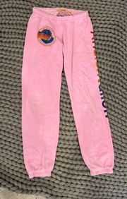 pink logo sweatpants