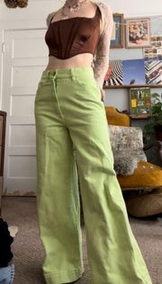 Retro High Waisted Baggy Green Pants