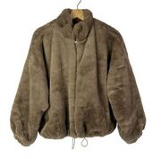 Boutique Lilyful Light Brown Faux Fur Cropped Puffer Jacket M