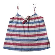 NWT Sézane Sezane Suzie Top in Maxi Stripes Blue Ecru Red Tie Tank 34 / 2