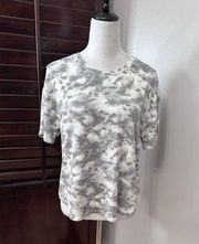 Jaclyn Intimates Sleepwear Women's L Gray White Camo Crew Neck Short Sleeve New